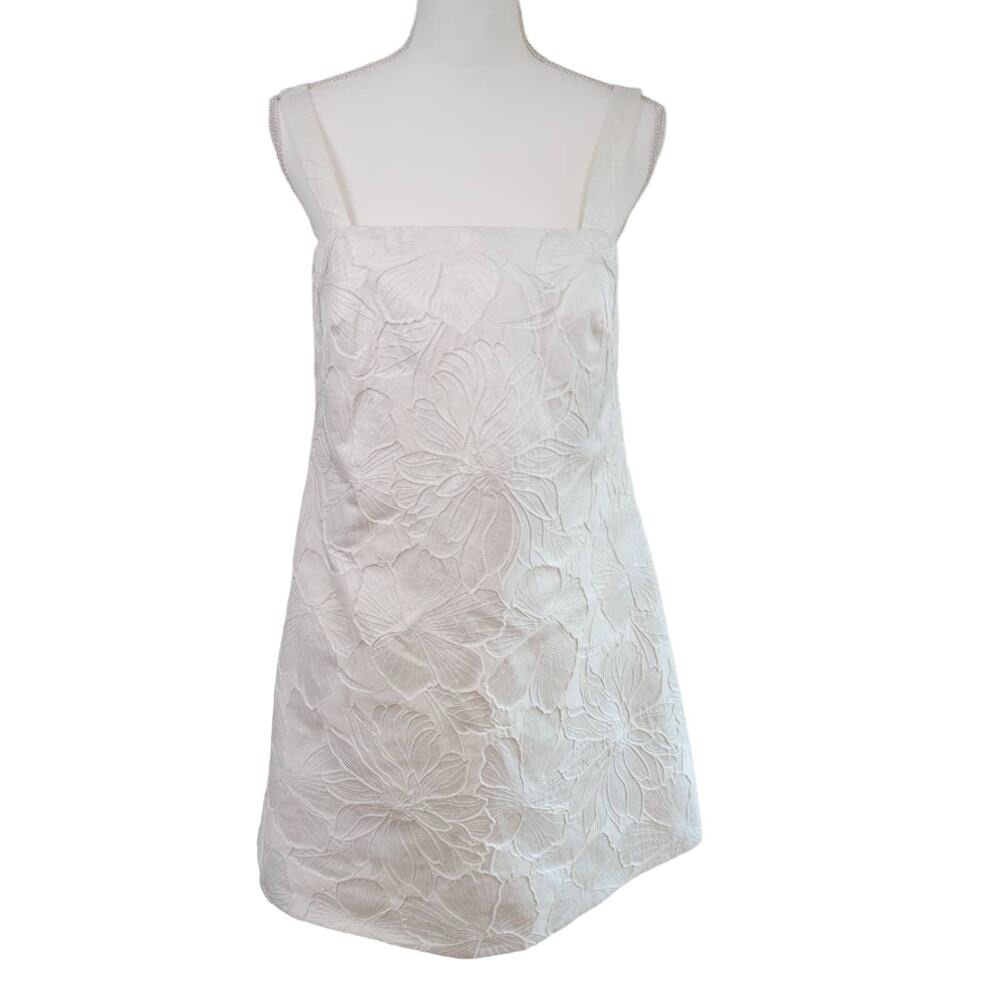 J. Crew White Floral Textured Convertible Strapless Dress Size 8